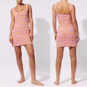 SOLID & STRIPED Pink and Yellow Floral Mini Dress